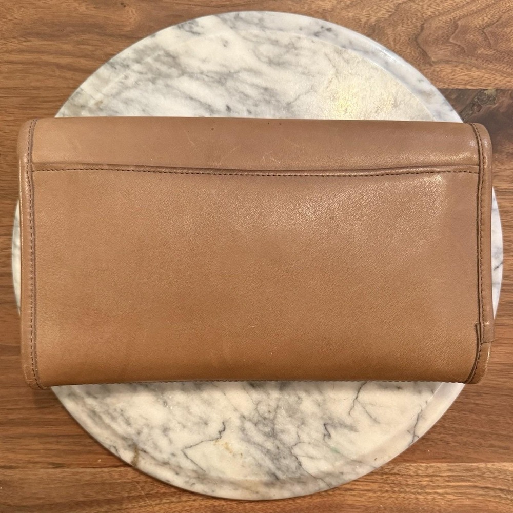 NEW! Vintage 1980s 80s Coach Putty Brown 9810 Envelope Clutch Purse Brass RARE! - Picture 2 of 14